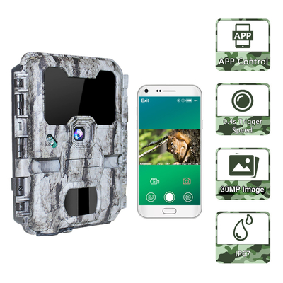 वाटरप्रूफ IP67 30mp 1080p Wifi हंटिंग ट्रेल कैमरा 0.25s ट्रिगर स्पीड
