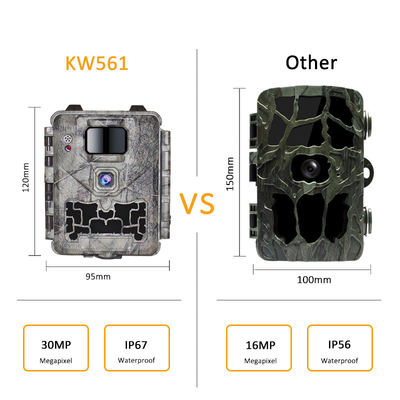 KW561 ट्रेल इन्फ्रा कैम मिनी 30MP 0.25s गति 4K वीडियो रिज़ॉल्यूशन वाटरप्रूफ सीएमओएस सेंसर एसडी मी