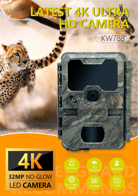KW788 ट्रेल कैमरा शिकार कैमरा जलरोधक 0.1s ट्रिगर 4K 32MP रात दृष्टि जलरोधक अवरक्त कैमरा