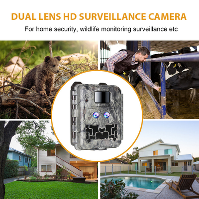 वन्यजीव कैमरा KW591 नो-ग्लू डुअल सेंसर 1080P वाटरप्रूफ IP67 0.4s ट्रिगर गति 512GB तक भंडारण शिकार कैमरा