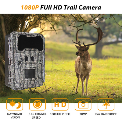 आउटडोर शिकार कैमरा KW696 डुअल लेंस 30MP वाटरप्रूफ IP67 1080p नाइट विजन 512GB तक स्टोरेज नो-ग्लू ट्रेल कैमरा