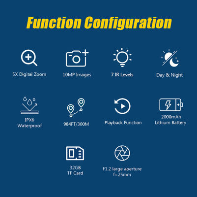 रात में देखने की क्षमता • उच्च-रिज़ॉल्यूशन डिस्प्ले स्क्रीन • लंबी दूरी की दृश्यता • बाहरी उपयोग के लिए उपयुक्त टिकाऊ और मजबूत डिज़ाइन • संचालित करने में आसान नियंत्रण • रिचार्जेबल बैटरी