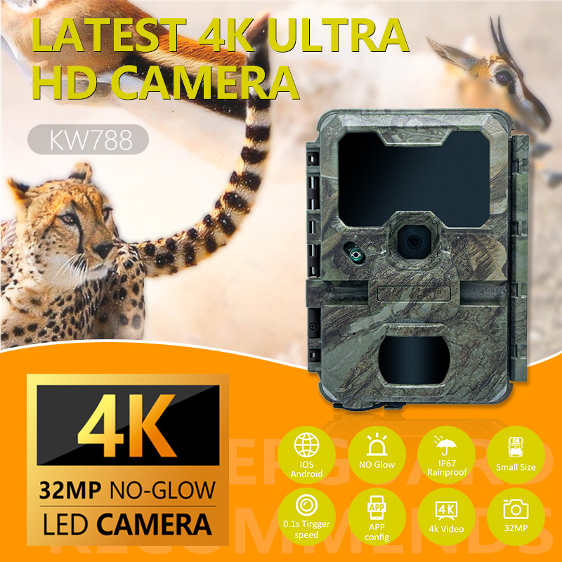 वन्यजीव निगरानी कैमरा नाइट विजन 0.1s कैप्चर स्पीड 32MP 4K शिकार कैमरा वाटरप्रूफ IP67 पशु अवलोकन कैमरा शिकार सामान